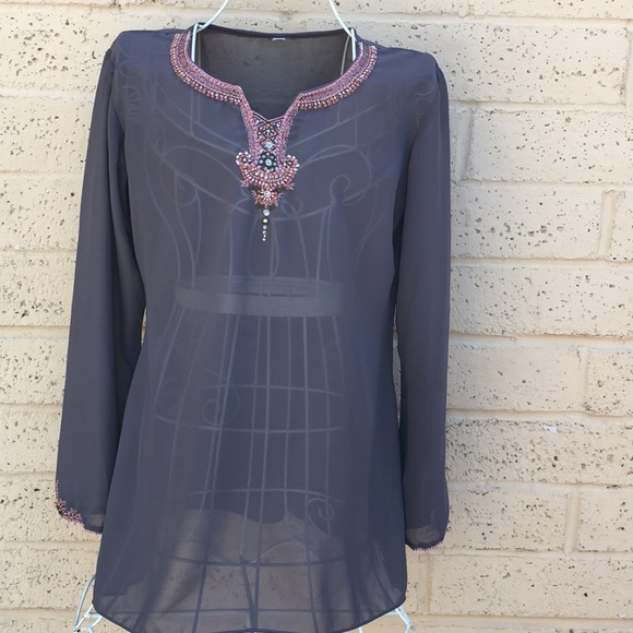 🔸Middle Eastern hand beaded tunic blouse - Picture 4 of 8